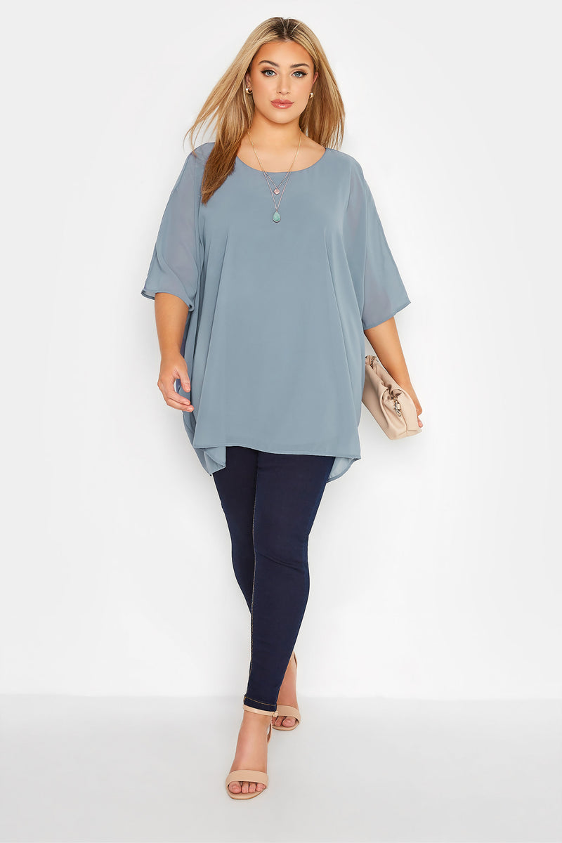 Plus Size Loose Batwing Sleeve Elegant Summer Cape Blouse Women 3/4 Sleeve Casual Work Office Tunic Tops Large Size Clothing