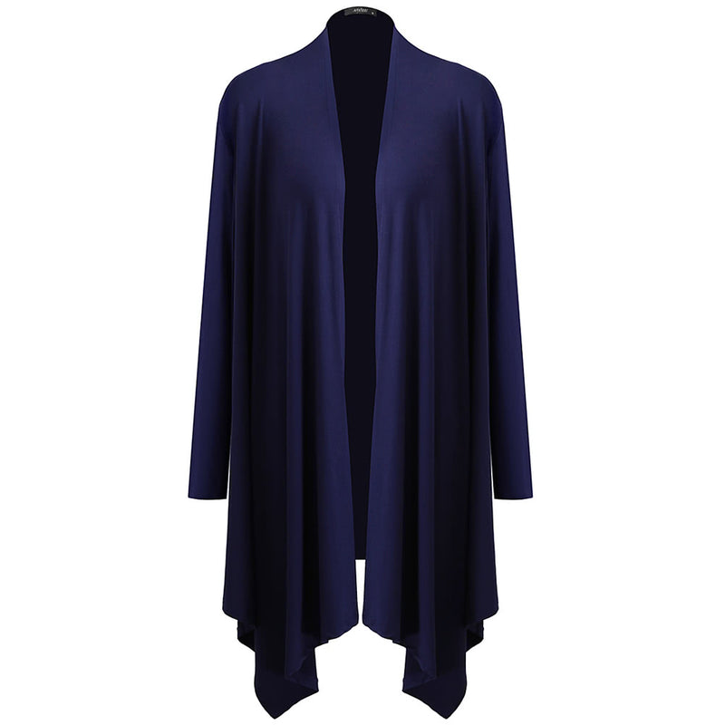 New Fashion Women Cardigan Long Sleeves Open Front Solid Color Outerwear Purple/Black
