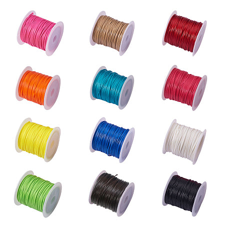 12 Rolls 1mm Waxed Cotton Cord Thread Beading String 10.9 Yards per Roll Spool 12 Colors Jewelry Making Macrame Supplies