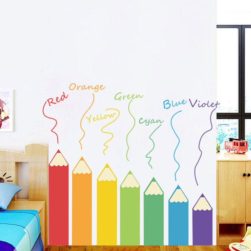 DIY Wall Decals Colorful Pencils Shaped Theme Boys Kids Room Wall Stickers