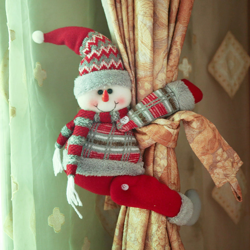 Christmas Curtain Buckle Snowman Curtain Tieback Hold Back Fastener for Festival Xmas Holiday Home Window Decoration