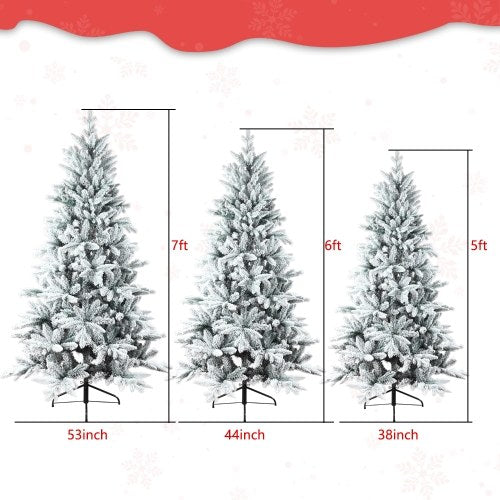 6FT Artificial Christmas Tree 994 Branch Tips Holiday Decoration Flocked Xmas Tree with Sturdy Metal Stand Auto-Spread/Close up