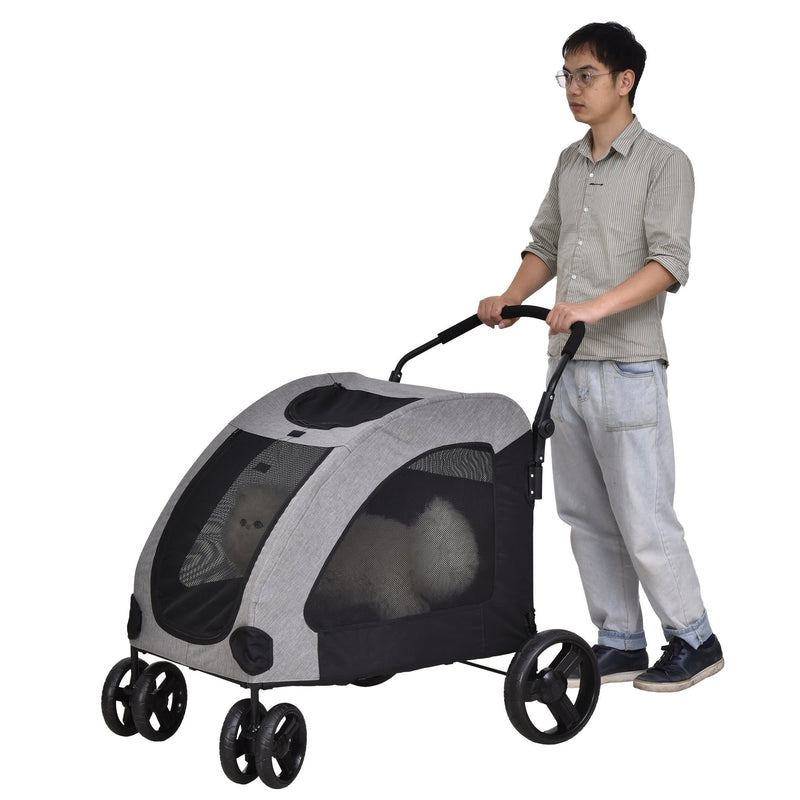 Foldable Dog Stroller with Storage Pocket