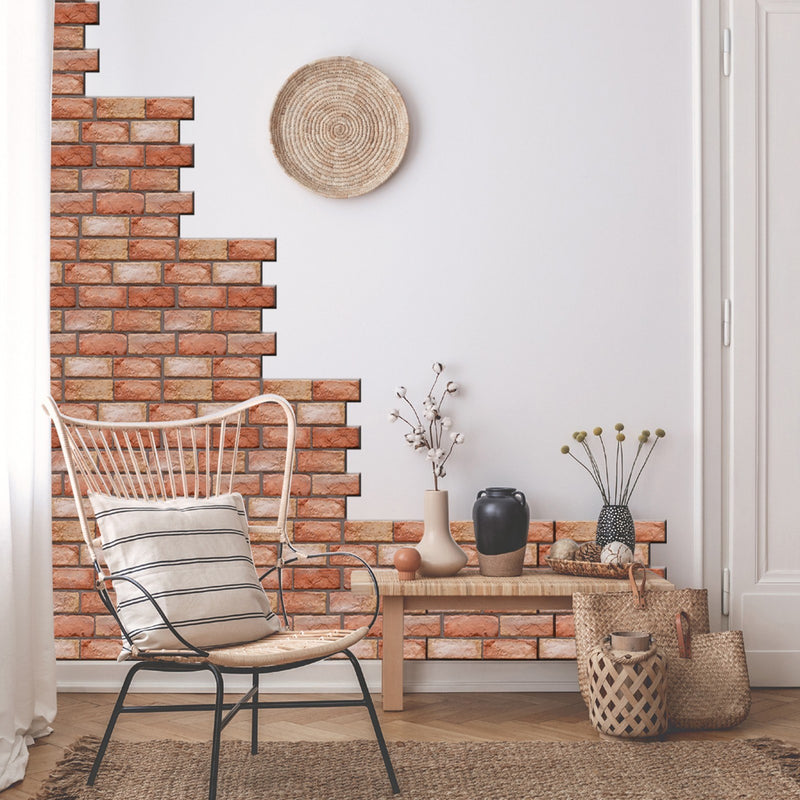 3 Dimension Red Brick Water-resistant Moistureproof Removable Self Adhesive Wallpaper