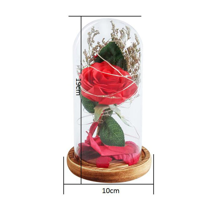 Simulation Rose Flower L-ED String Light with Glass Cover Desk Lamp Decoration Romantic Valentine's Day Birthday Gift