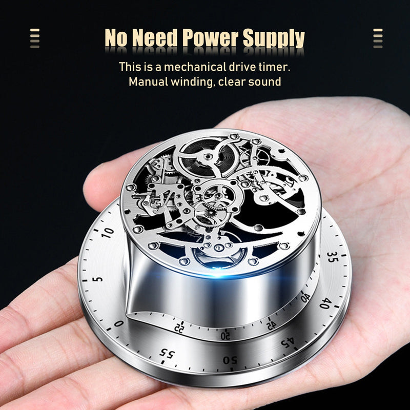 Kitchen Timer No Batteries Required Timer Manual Stainless Steel Mechanical Rotating Alarm Magnetic Backing Time Management Timer 60 Minutes Count Down Workout Timer