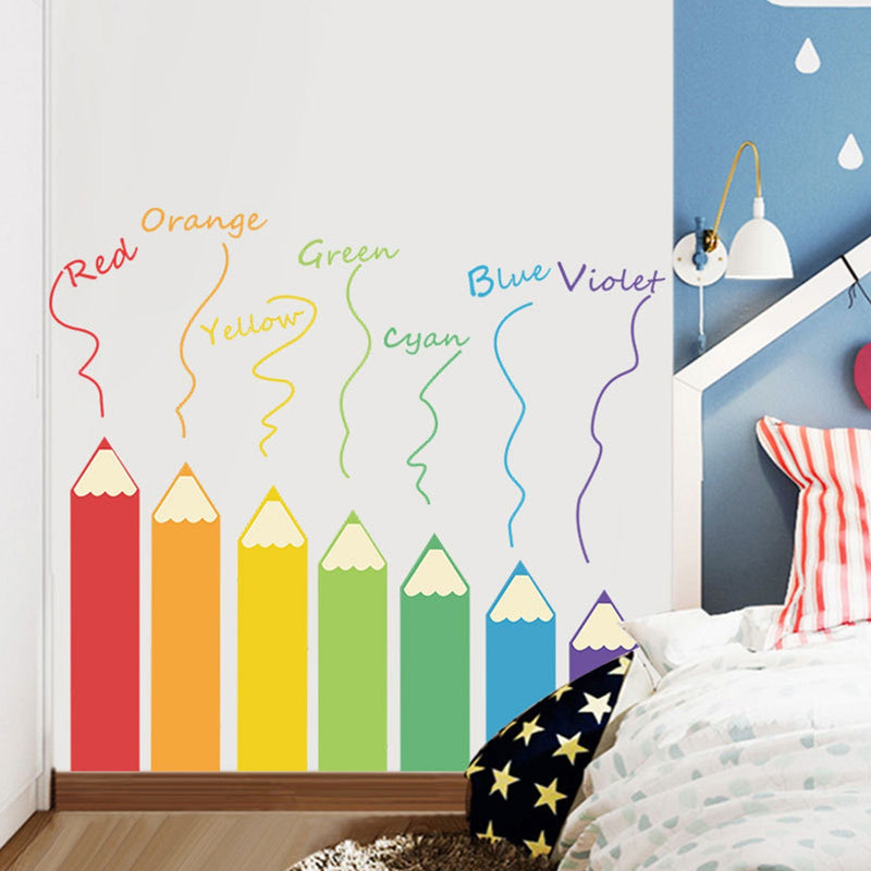 DIY Wall Decals Colorful Pencils Shaped Theme Boys Kids Room Wall Stickers