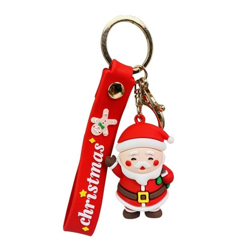 Christmas Keychain Cute Santa Claus Pendant Metal Keychain Christmas Ornament Key Ring