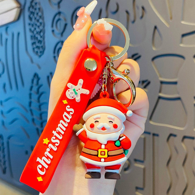 Christmas Keychain Cute Santa Claus Pendant Metal Keychain Christmas Ornament Key Ring